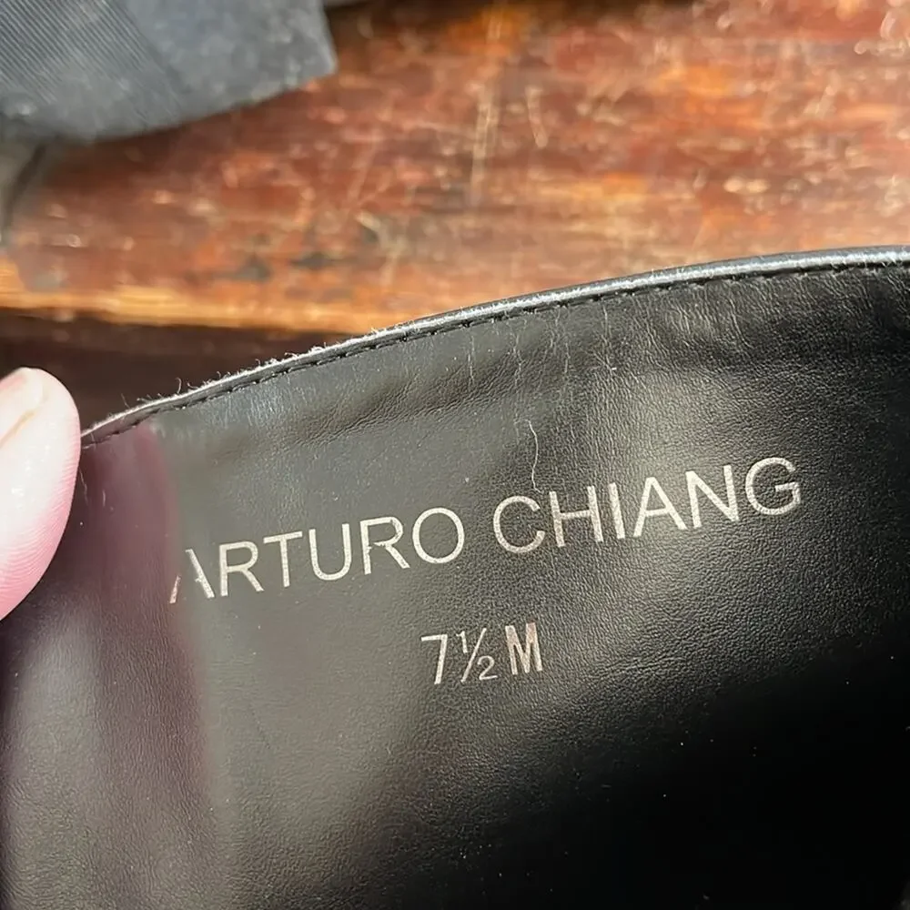 Arturo Chiang Black Leather Over The Knee Boots Size 7.5
